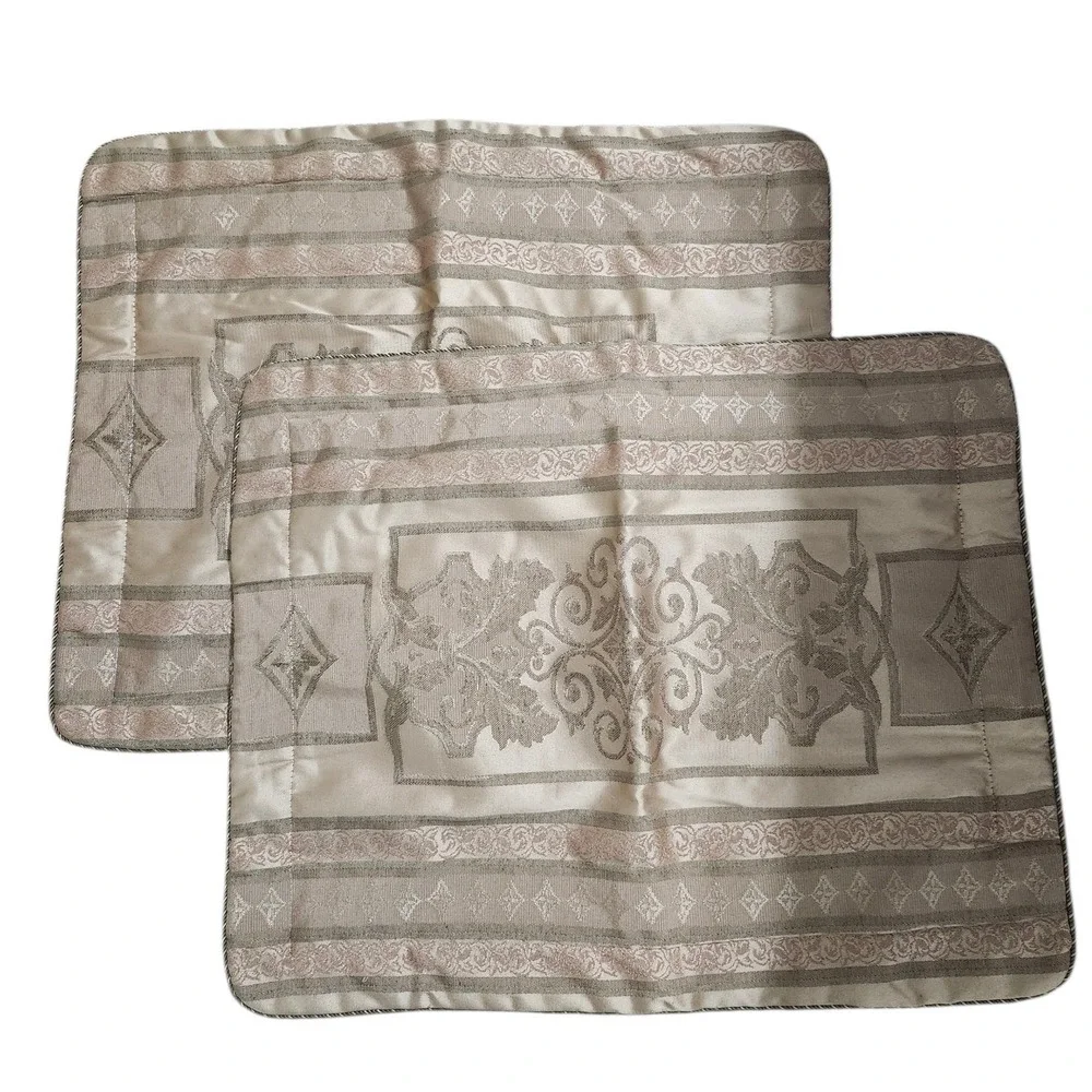 Set of 2‎ Kensington Luxury King Size Damask Pillow Shams - Champagne Gold